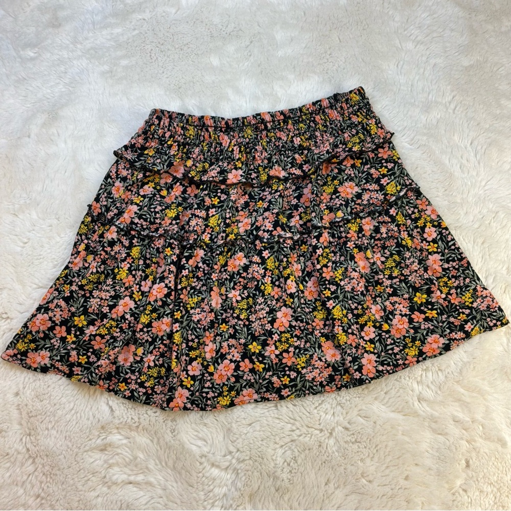 American Eagle Floral A-Line Ruffle Mini Skirt Women’s M Preppy Feminine Spring